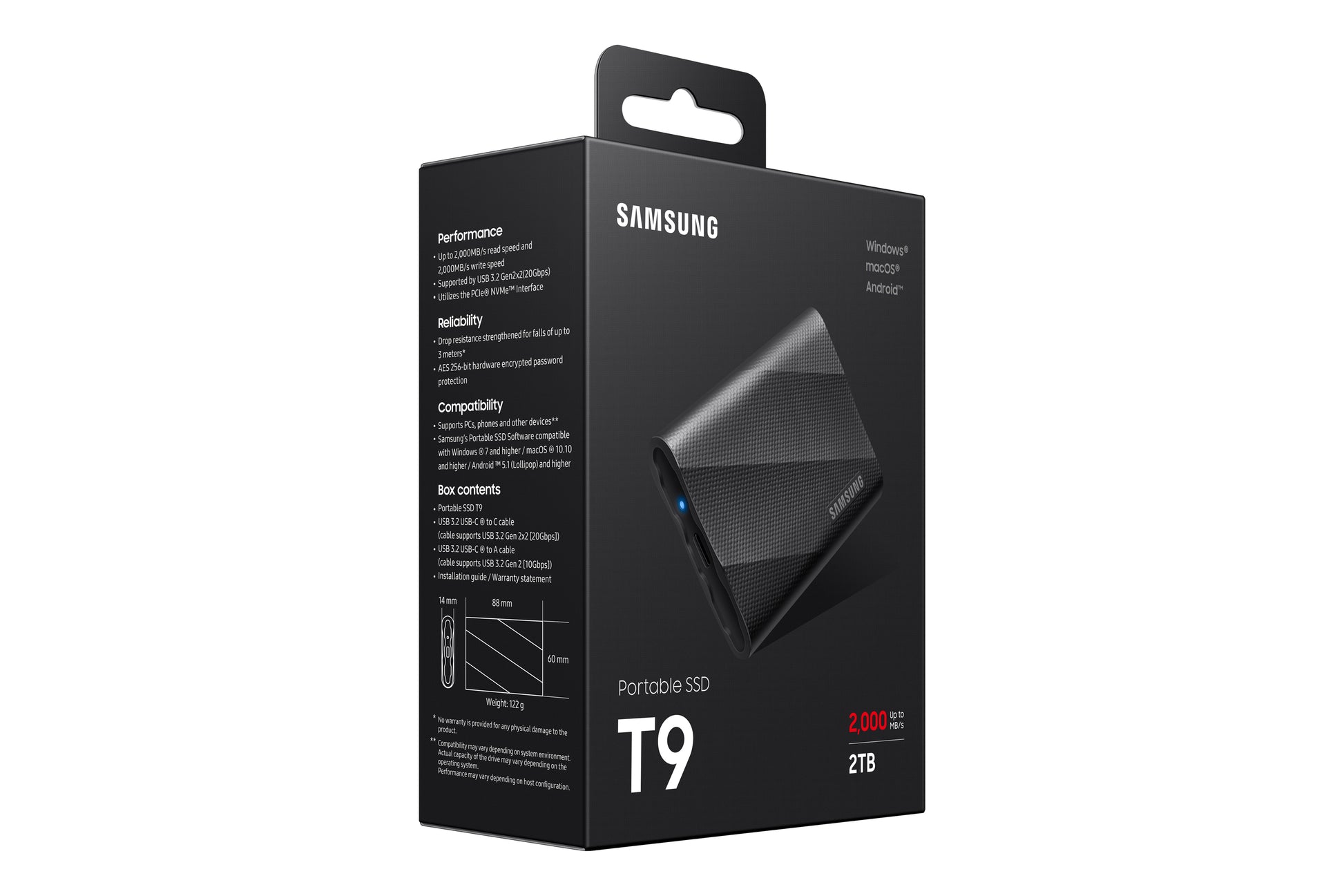 Samsung MU-PG2T0B Speichergerät – 2 TB, USB Typ-C (USB 3.2 Gen 2), Hardwareverschlüsselung