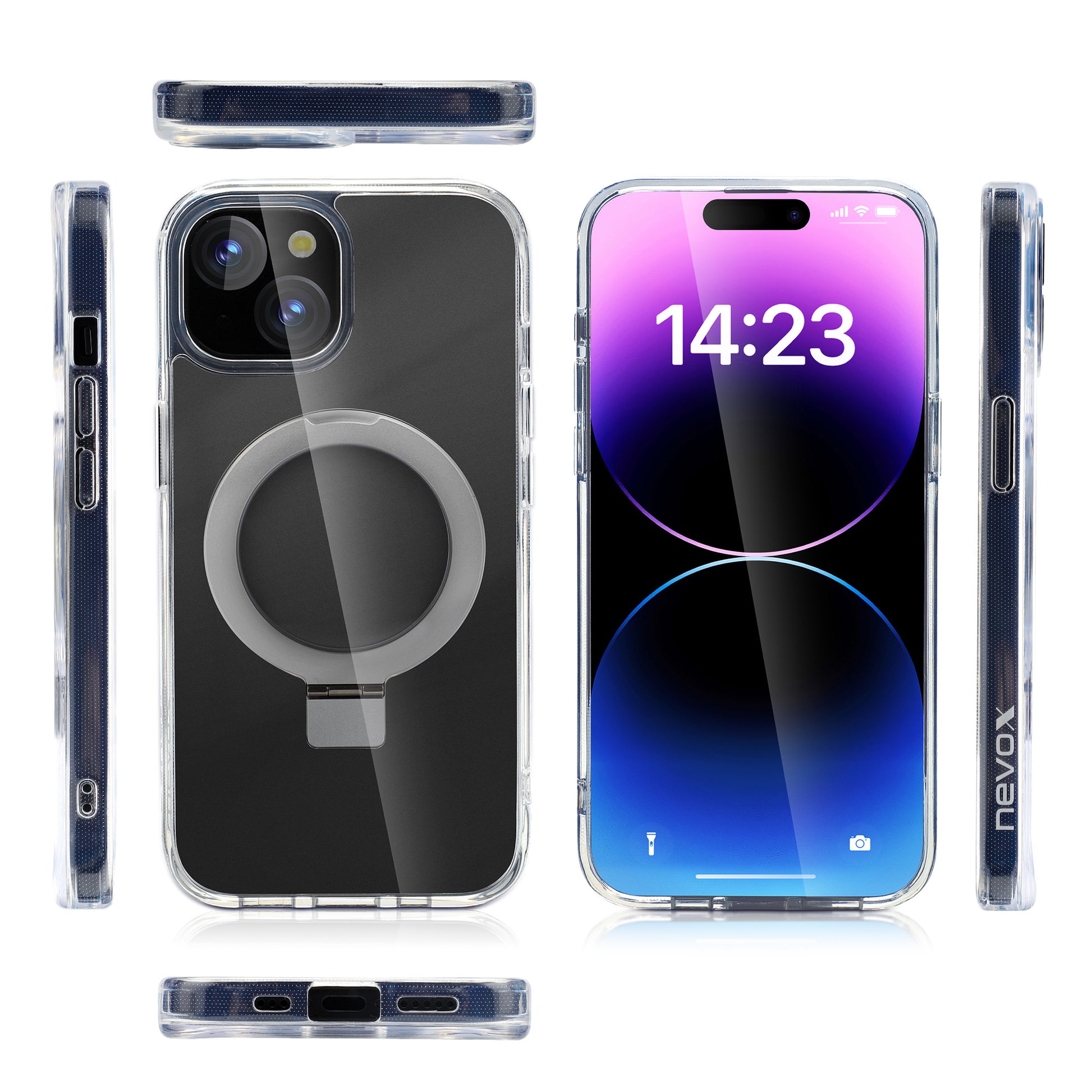 nevox StyleShell SHOCKFlex Backcover – für Apple iPhone 15 Plus, MagSafe, PC+TPU, Transparent