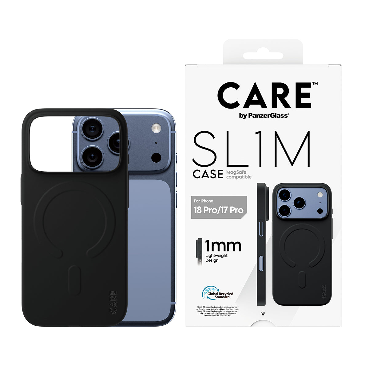 PanzerGlass CARE SL1M Backcover – für Apple iPhone 18 Pro/17 Pro, MagSafe, PC, Schwarz