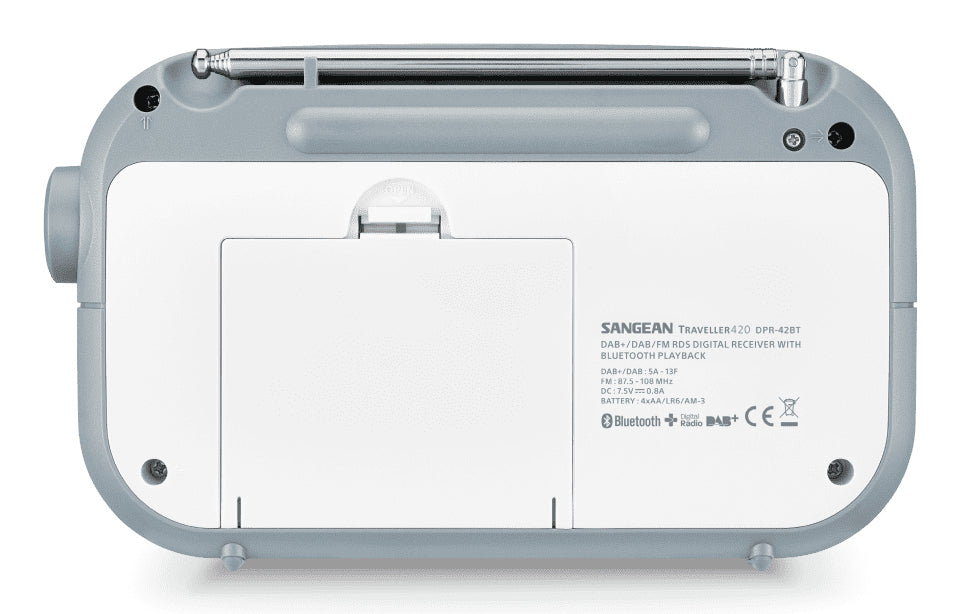 Sangean DPR-42BT – Tragbares DAB+ Radio, UKW, Bluetooth – Grau/Weiss