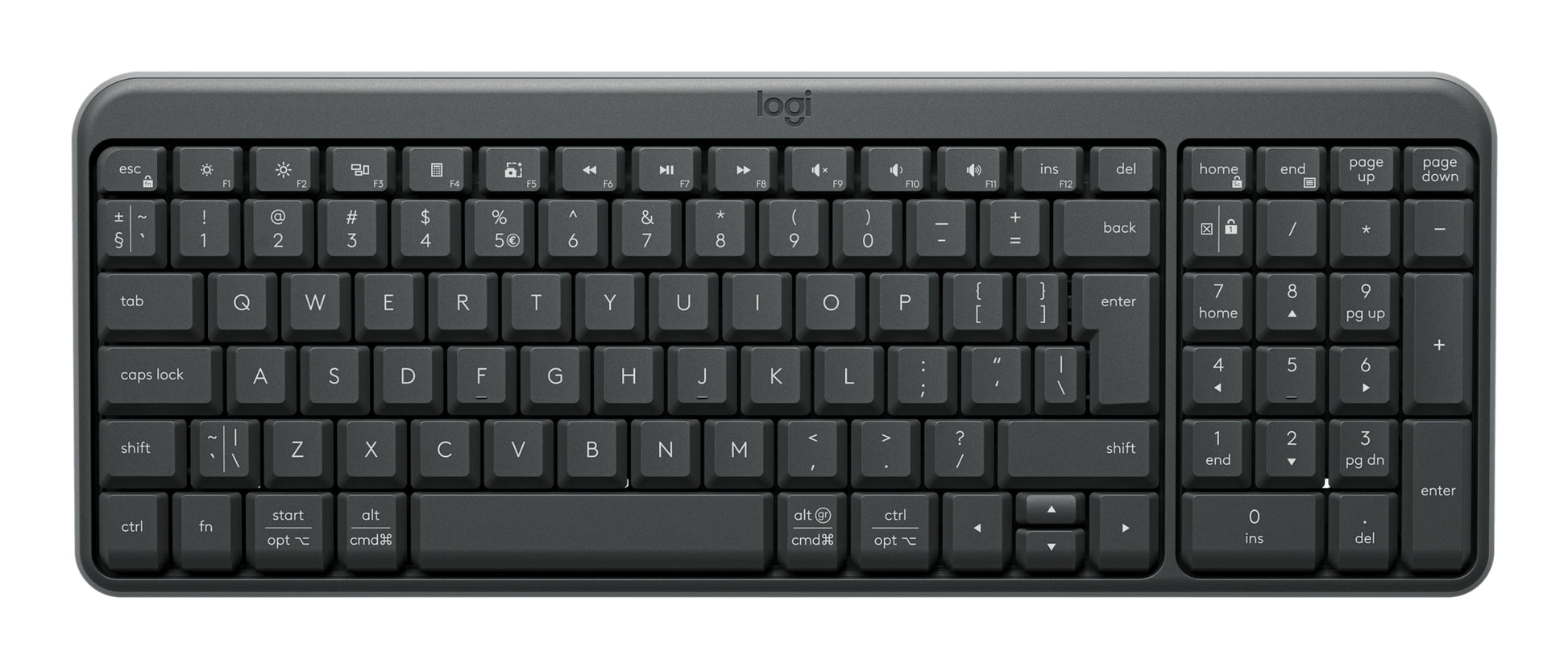 Logitech K250 – Tastatur – Bluetooth & 2,4 GHz – QWERTZ (DE) – Graphit