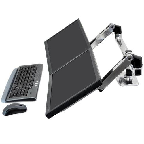 Ergotron LX – Monitorarm, Dual, bis 27", 18,1 kg, Lift, Silber