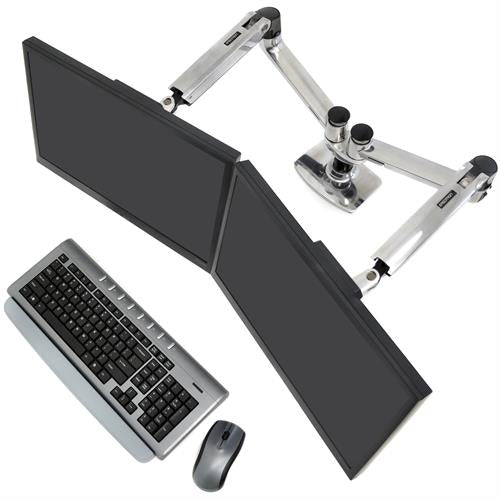 Ergotron LX – Monitorarm, Dual, bis 27", 18,1 kg, Lift, Silber