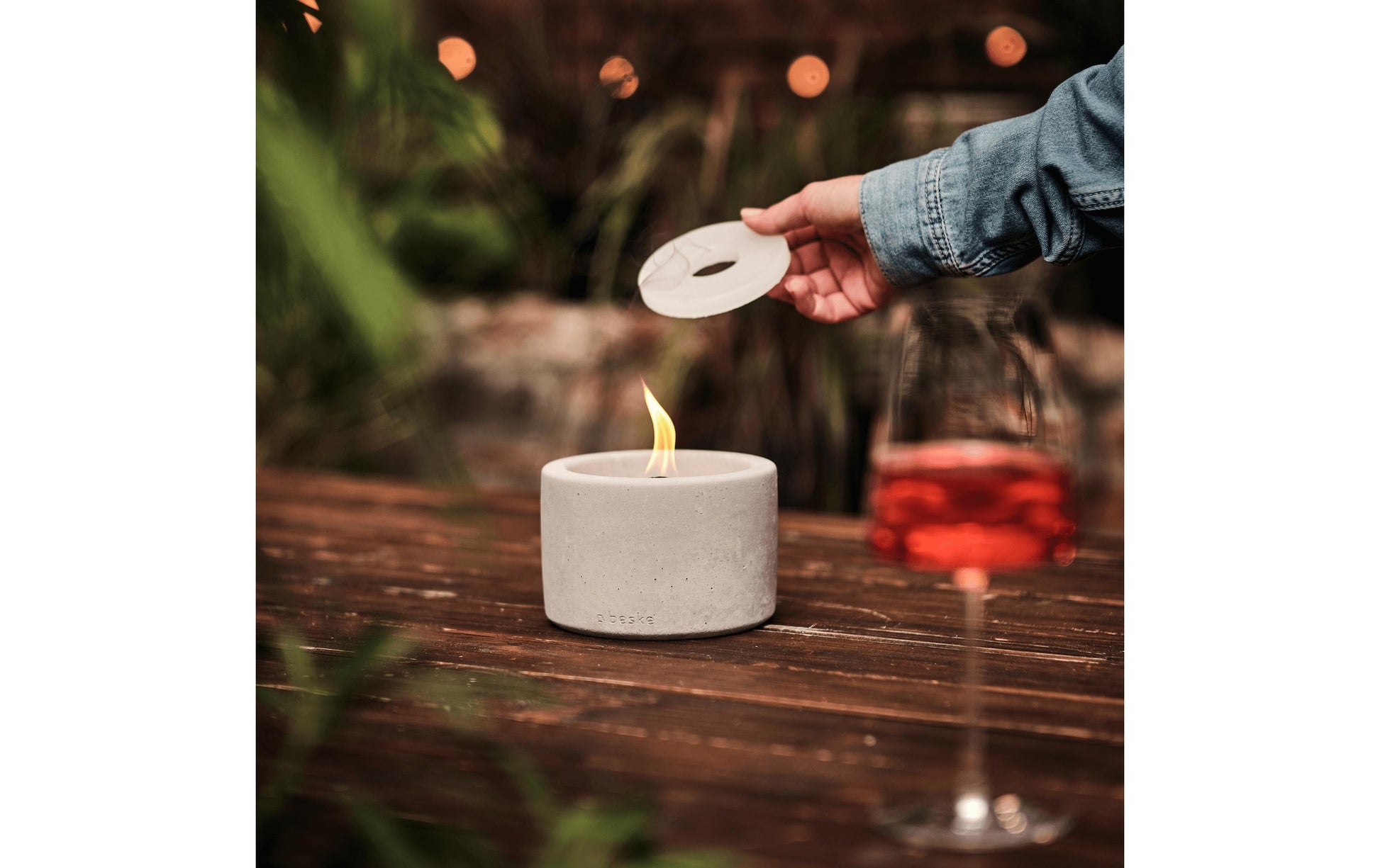 Beske Dekoleuchte Aussen Betonfeuer Solo – Ø 14 cm – Grau – Beton