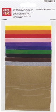 KNORR prandell Verzierwachs, Wachsplatten, Mehrfarbig, 10 × 10 cm, 0,5 mm, 12 Stk., Art.-Nr. 218308099