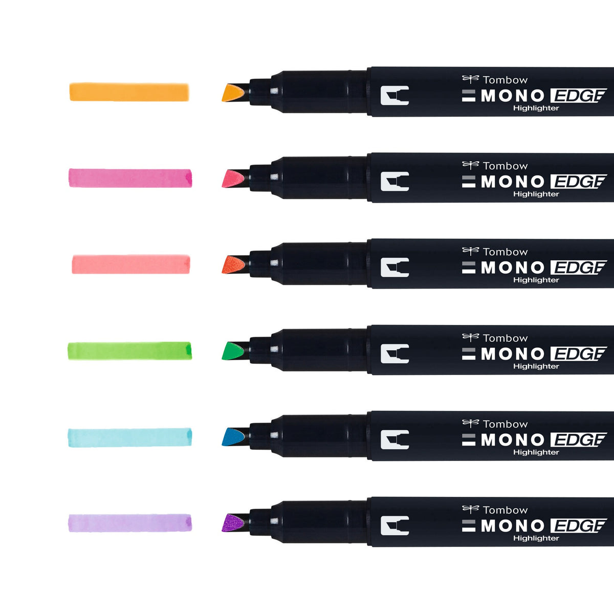 Tombow MONO edge Textmarker – Farben: Pink/Grün/Koralle, Keil/Fein 3,8/0,8 mm, schnelltrocknend