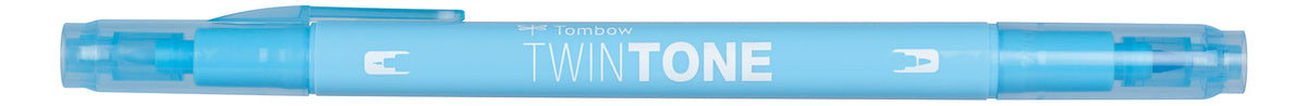 Tombow TwinTone Filzstift, Doppelspitze – Rundspitze + Feine Spitze, 0,8/0,3 mm, wasserbasiert, Himmelblau