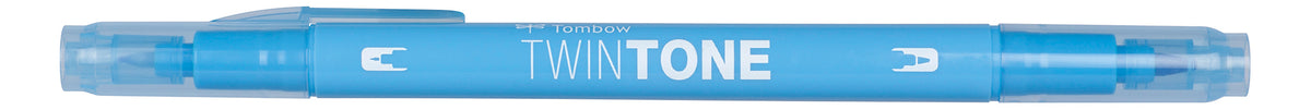 Tombow TwinTone Filzstift, Doppelspitze – Rundspitze + Feine Spitze, 0,8 + 0,3 mm, wasserbasiert, sax blue