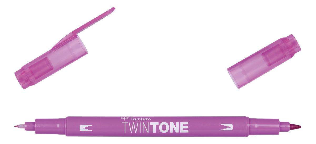Tombow Twintone Filzstift, Doppelspitze – Kombi (Rundspitze + feine Spitze), 0,8 + 0,3 mm, Himbeere