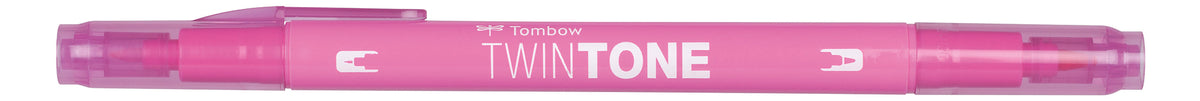 Tombow TwinTone Filzstift, Doppelspitze – Rundspitze + 0,8/0,3 mm, wasserbasiert, Princess Pink