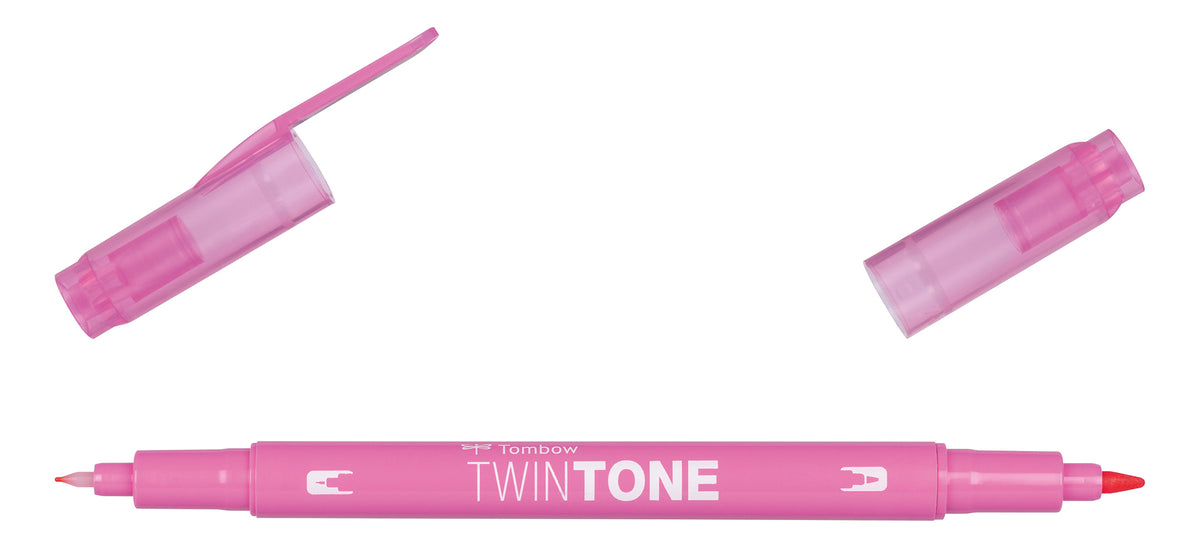 Tombow TwinTone Filzstift, Doppelspitze – Rundspitze + 0,8/0,3 mm, wasserbasiert, Princess Pink