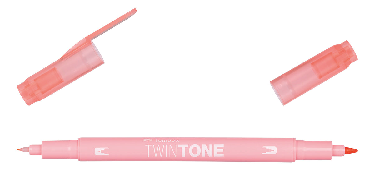 Tombow TwinTone Filzstift, Doppelspitze – Kombi (Rund + Feine Spitze), 0,8/0,3 mm, wasserbasiert, Pfirsichrosa