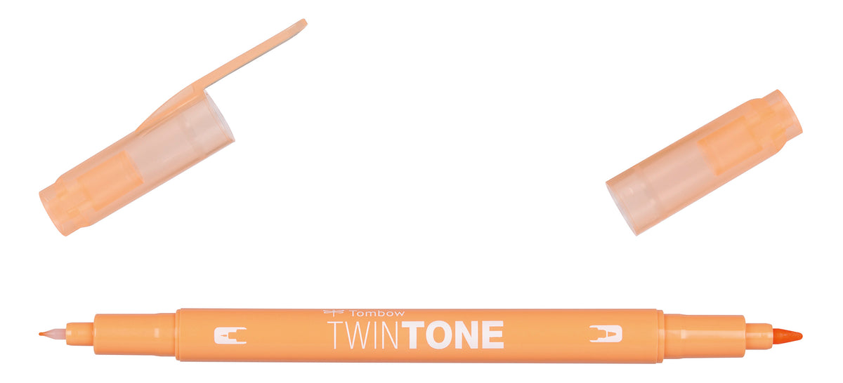 Tombow TwinTone Filzstift, Doppelspitze – Rundspitze, 0,8/0,3 mm, wasserbasiert, Honigorange