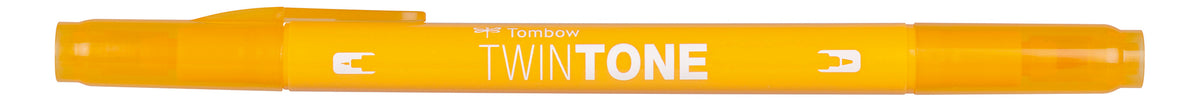Tombow TwinTone Filzstift, Doppelspitze – Rundspitze + Feinspitze, 0,8 mm / 0,3 mm, wasserbasiert, Chromgelb