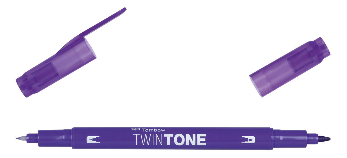 Tombow Twintone Filzstift, Doppelspitze – Kombi (Rundspitze + Feine Spitze), 0,8 + 0,3 mm, wasserbasiert, Traube