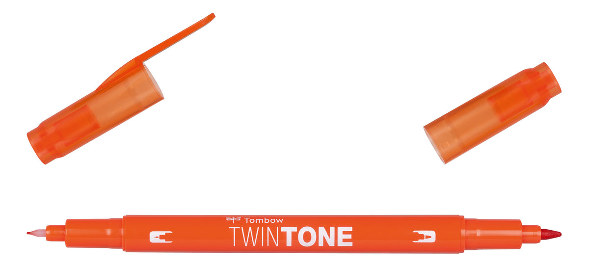 Tombow TwinTone Filzstift, Doppelspitze – Rundspitze + Feine Spitze, 0,8/0,3 mm, charrot orange
