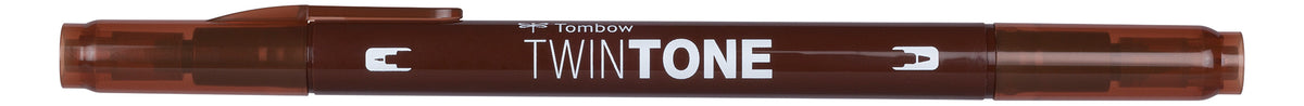 Tombow TwinTone Filzstift, Doppelspitze – Kombi (Rund + Fein), 0,8/0,3 mm, wasserbasiert, Schokolade