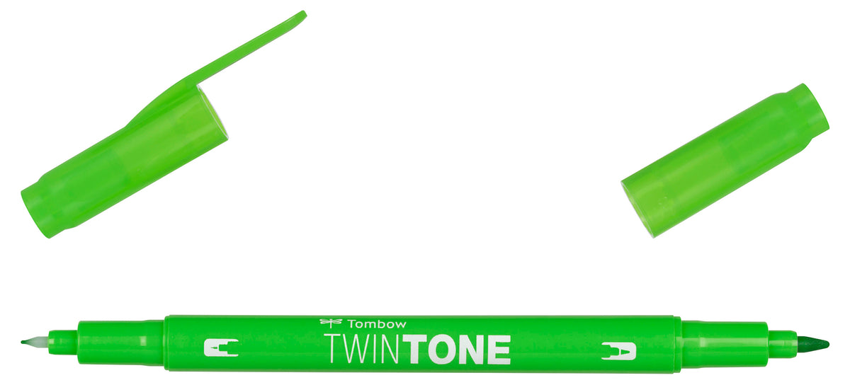 Tombow TwinTone Filzstift, Doppelspitze – Kombi, 0,8/0,3 mm, wasserbasiert, gelbgrün