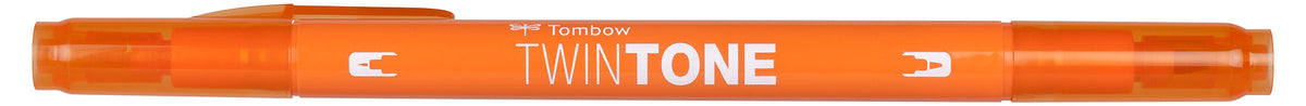 Tombow TwinTone Filzstift, Doppelspitze – Rundspitze + Feine Spitze, 0,8/0,3 mm, wasserbasiert, Orange