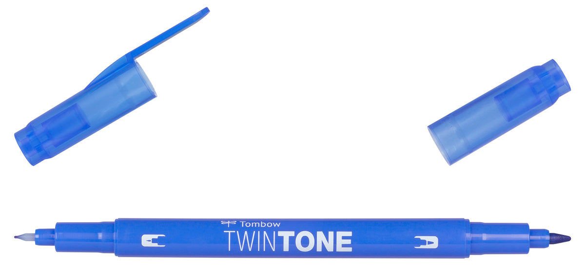 Tombow TwinTone Filzstift, Doppelspitze – 0,8 mm + 0,3 mm, wasserbasiert, French Blue