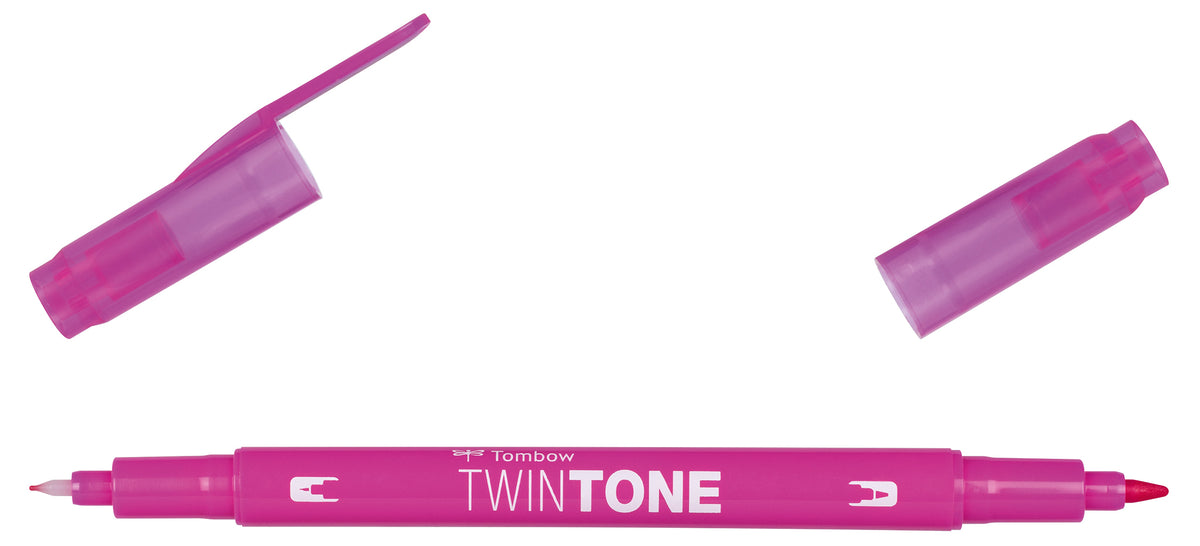 Tombow TwinTone Filzstift, Doppelspitze – Kombi (Rund + Fein), 0,8 mm + 0,3 mm, Fuchsia Pink