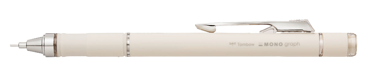 Tombow MONOgraph GRIP Druckbleistift – 0,5 mm – Greige – für Linkshänder – mit Radierer