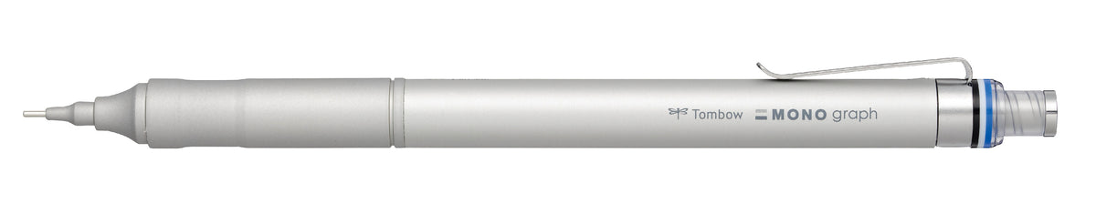 Tombow MONO graph feiner Druckbleistift – 0,5 mm – Metall – silber – mit Radierer