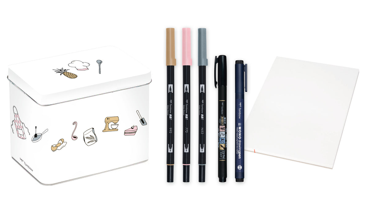 Tombow DIY-Rezepte-Kit – Lettering-Set – 3 × ABT + Fudenosuke – Bristol A6 10,5 × 14,8 cm