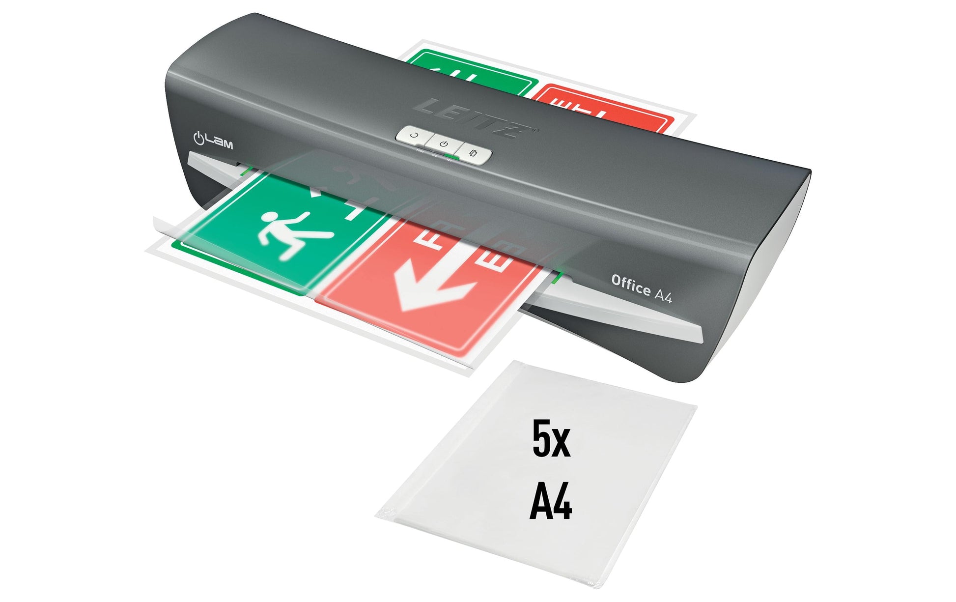 Leitz bürogeräte Leitz Office Laminiergerät A3 – Kalt-/Heisslaminator, bis 125 µm, 1 Rolle, grau