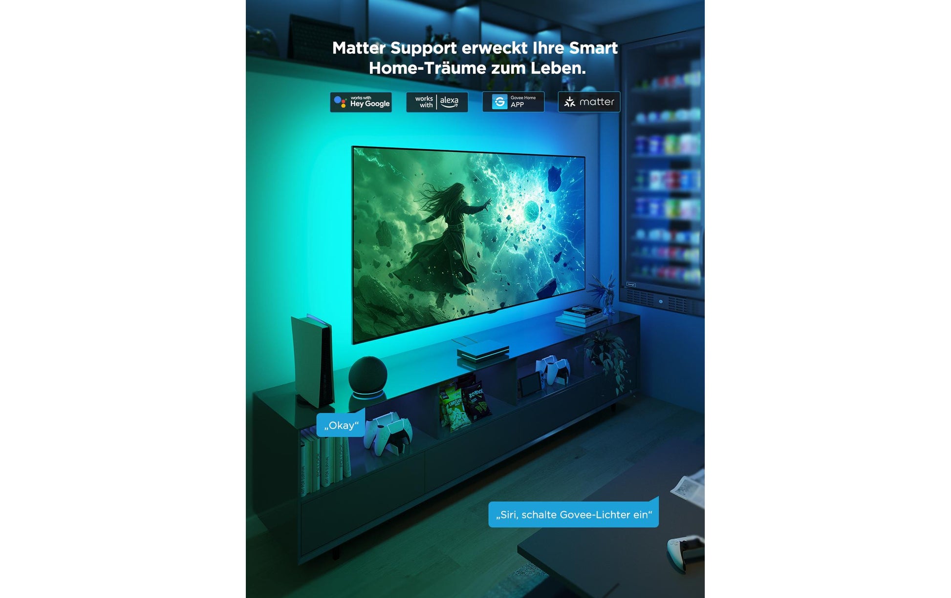Govee HDMI AI Sync Box Kit – LED-Wandrahmen, für Displays 75–85", Mehrfarbig