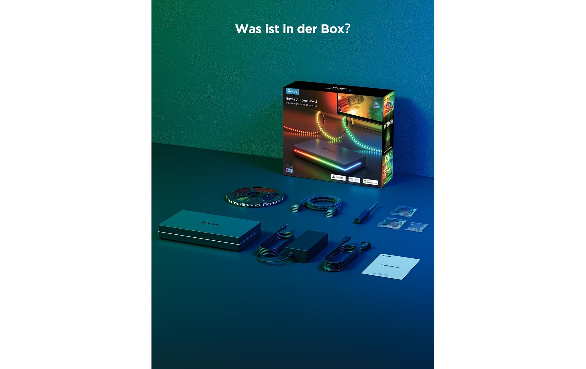 Govee HDMI AI Sync Box Kit – LED-Wandrahmen, für Displays 75–85", Mehrfarbig