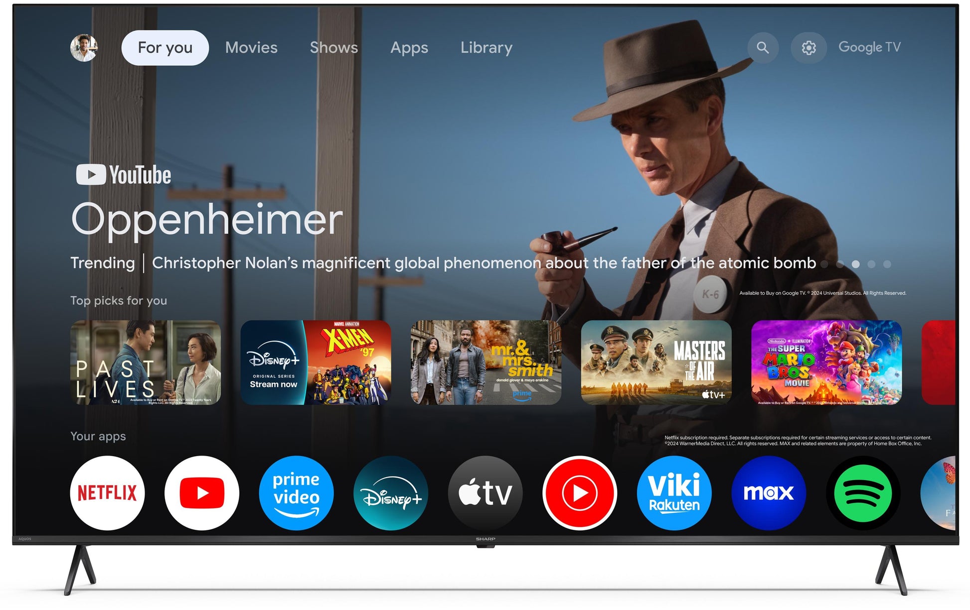 Sharp 65HP5465E – 65" TV – 4K UHD – QLED – Google TV – 60 Hz – Dolby Vision