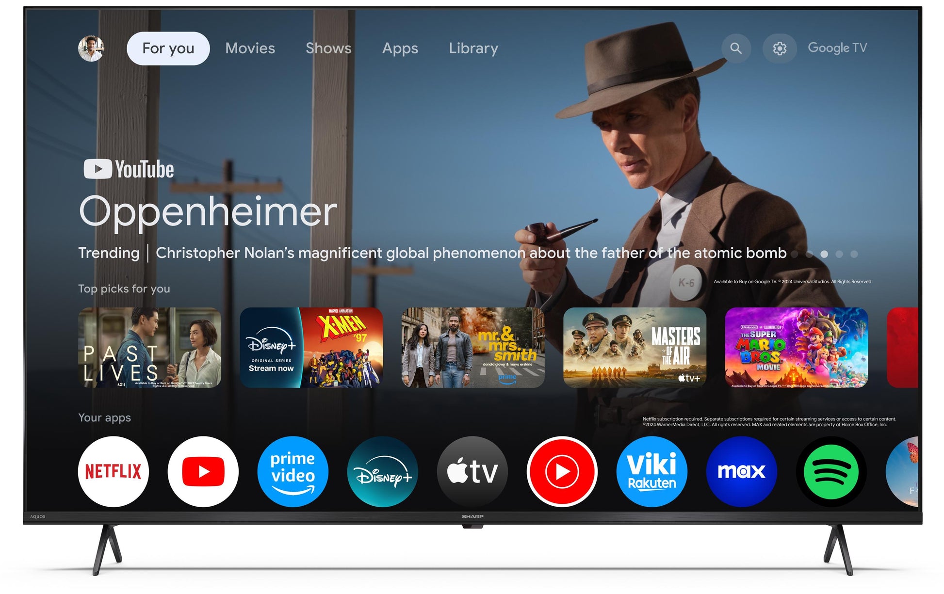 Sharp 55HP5465E – 55" TV – 4K UHD – QLED – Google TV – 60 Hz – Dolby Vision