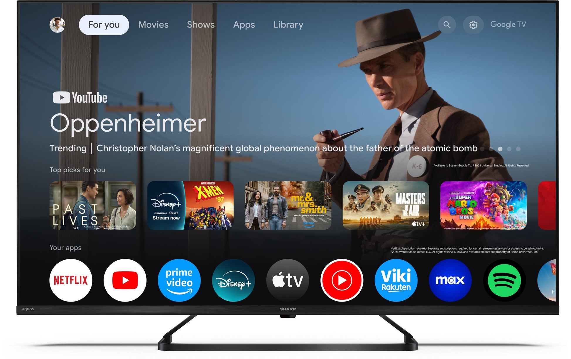Sharp 43HP6265E – 43" TV – 4K UHD – QLED – Google TV – 60 Hz – Dolby Vision, HDR