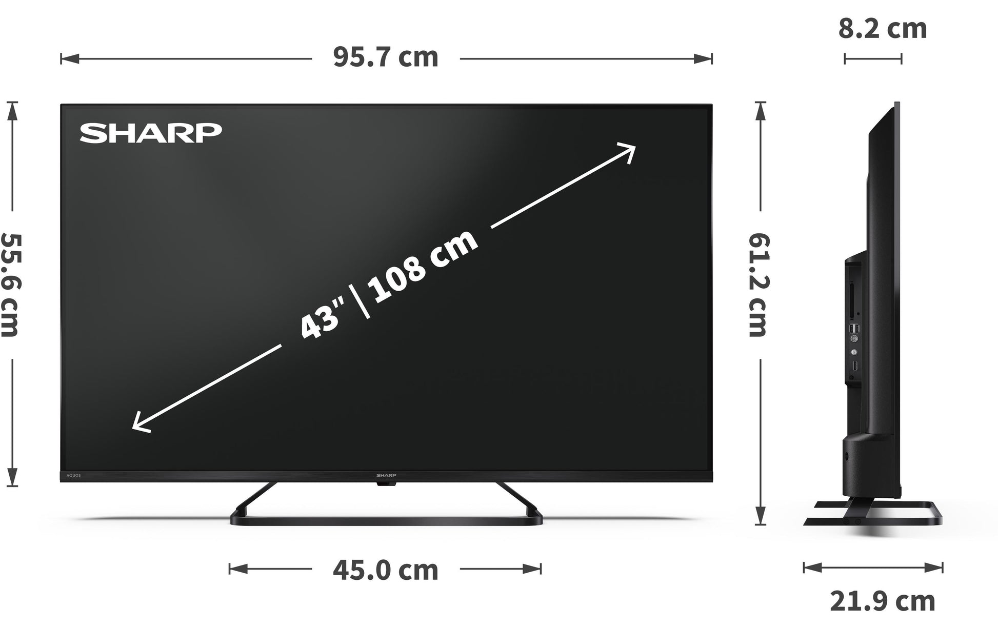 Sharp 43HP6265E – 43" TV – 4K UHD – QLED – Google TV – 60 Hz – Dolby Vision, HDR