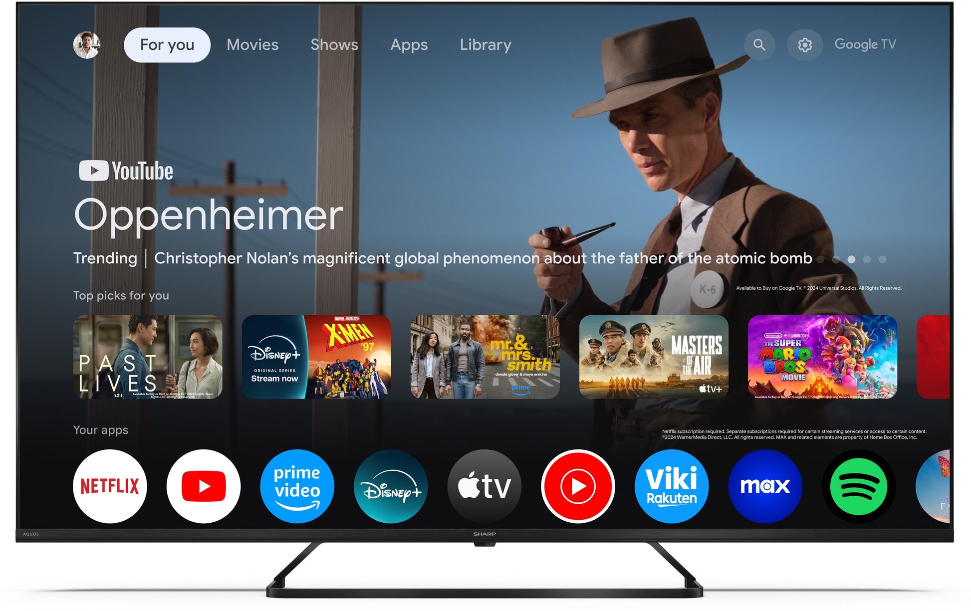 Sharp 50HP6265E – 50" TV – 4K UHD – QLED – Google TV – 60 Hz – Dolby Vision