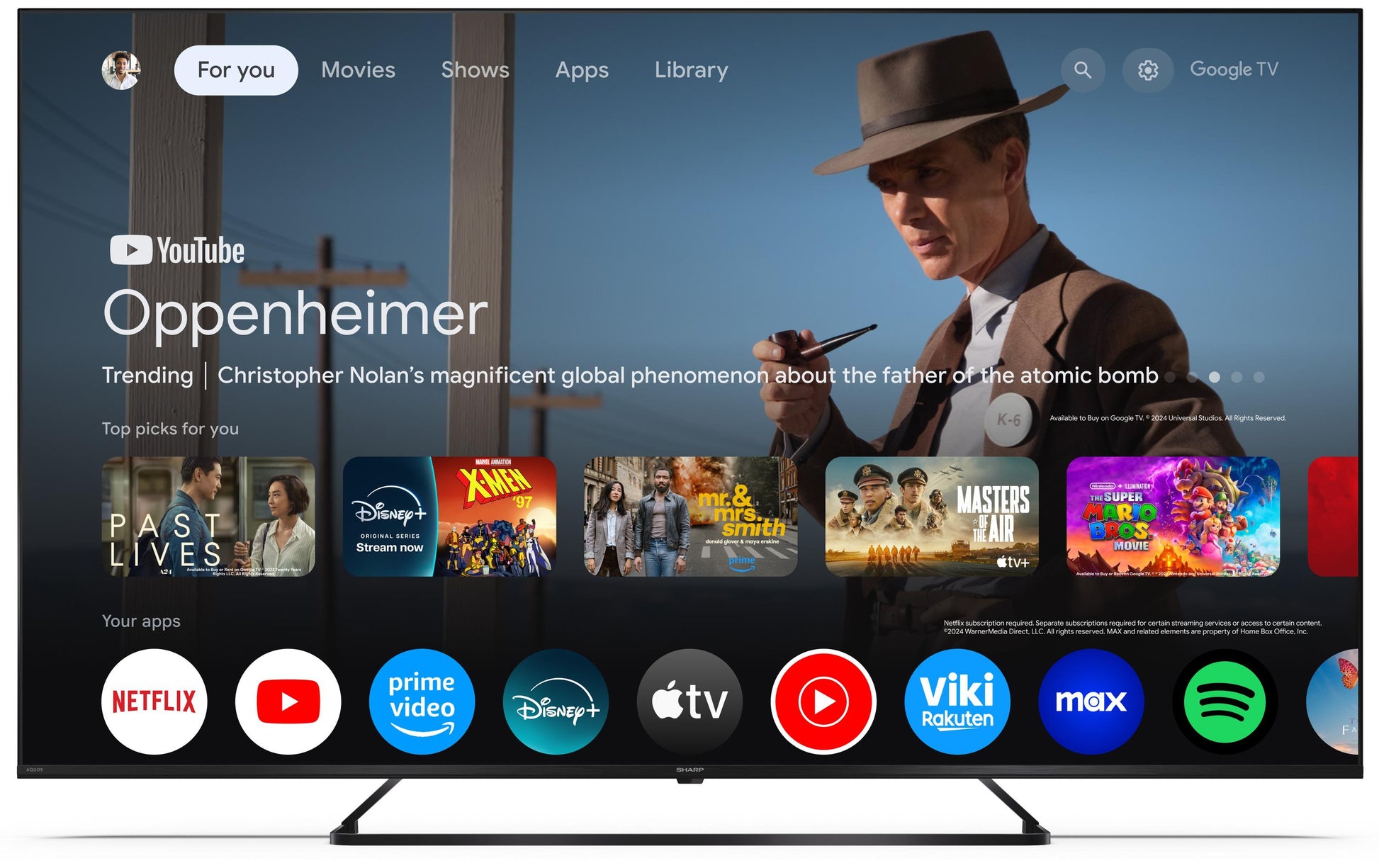 Sharp 65HP6265E – 65" TV – 4K UHD – QLED – Google TV – 60 Hz – Dolby Vision