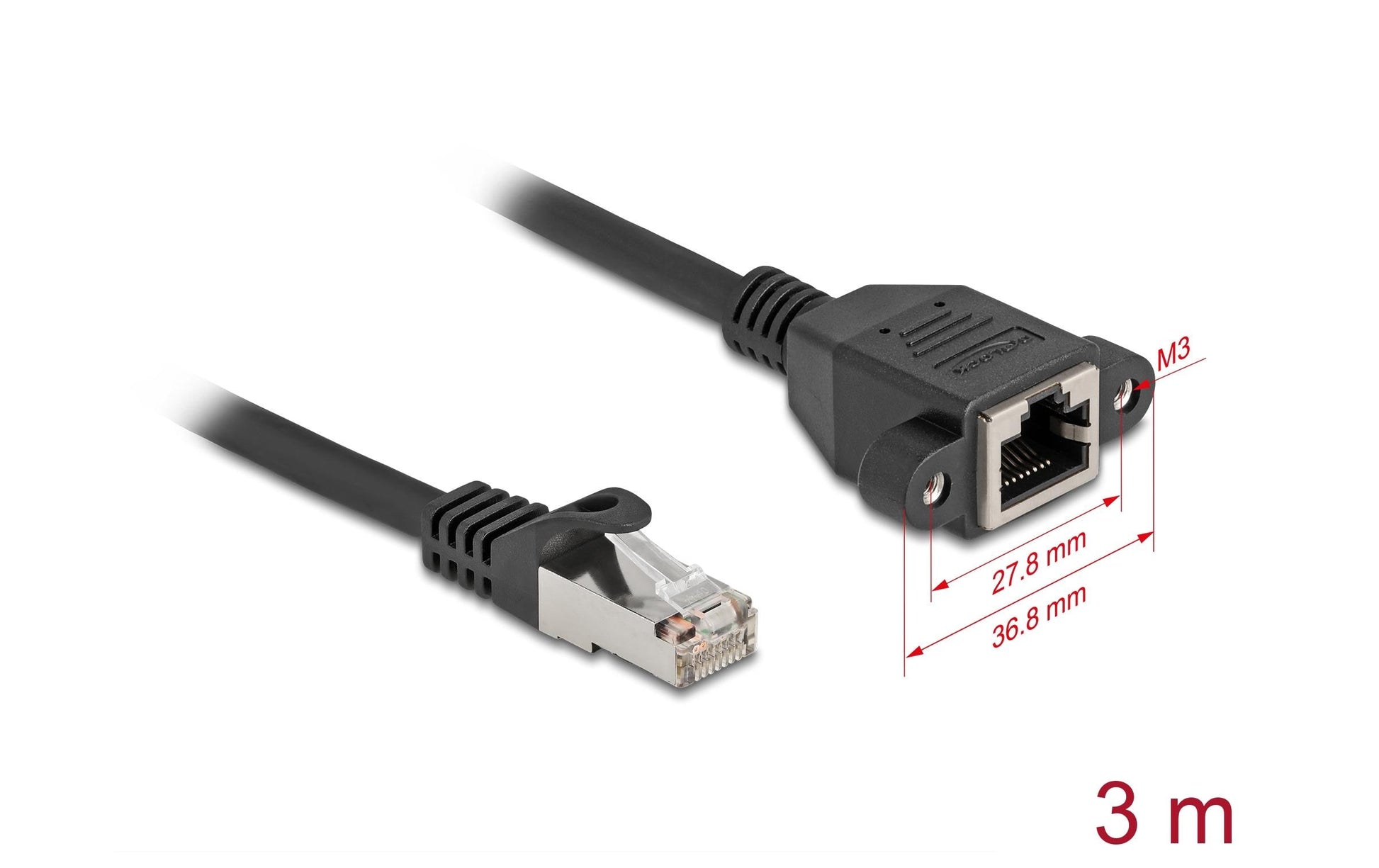 DeLOCK Patchkabel – Cat 6A S/FTP, 3 m, Schwarz, RJ‑45