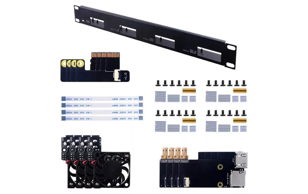 Raspberry Pi 19 Server Rack H1 – Montagehalterung – für bis zu 4×Raspberry Pi 5, Schwarz