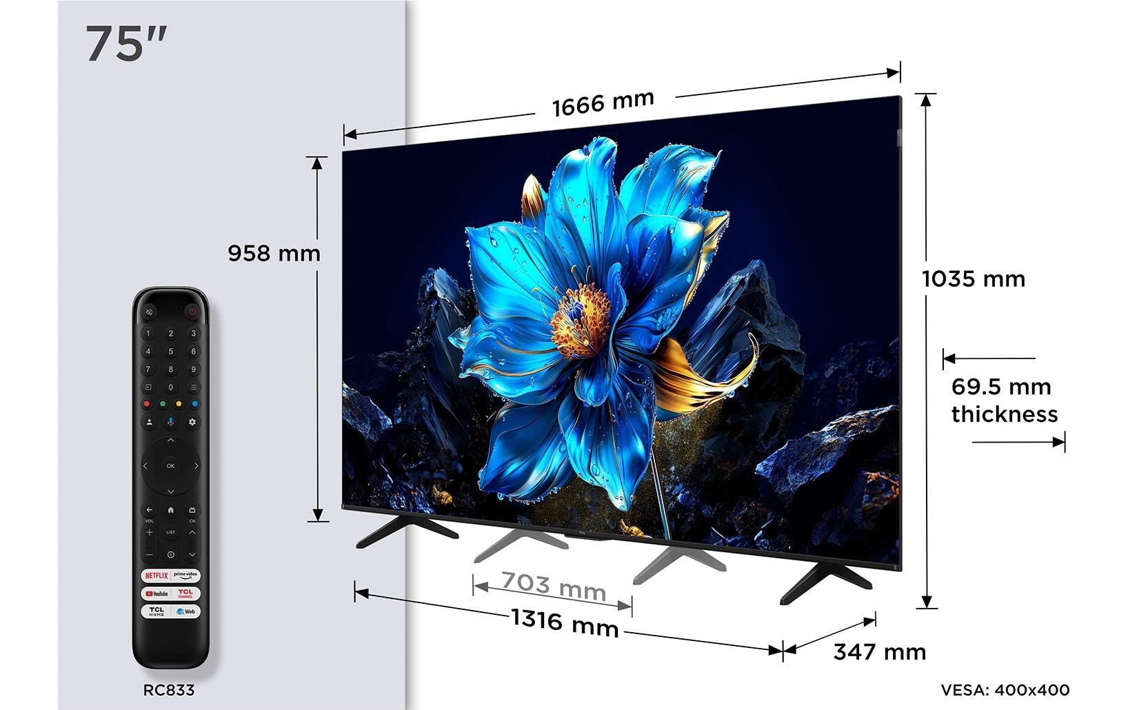 TCL 75P7K – 75" QLED UHD 4K, Google TV, Dolby Vision (2025)