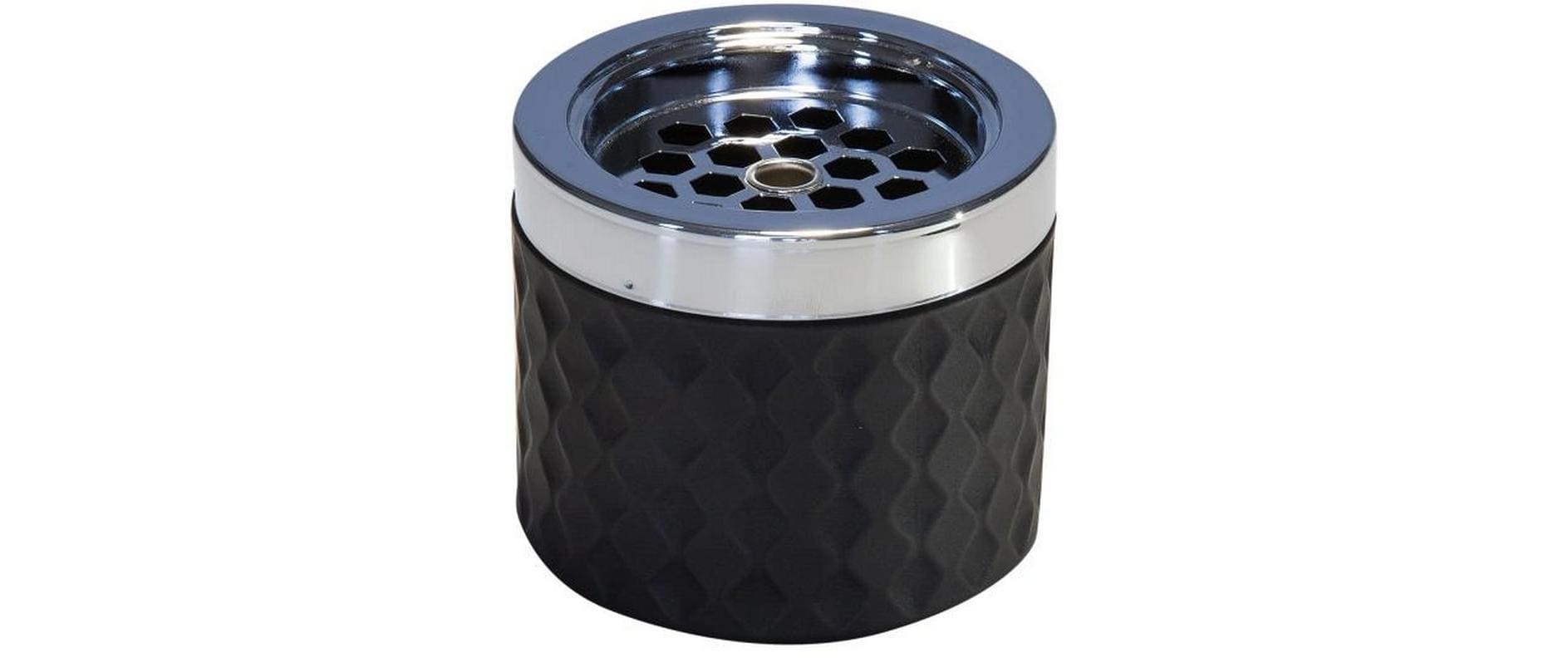 APS Windaschenbecher Ventis – Ø 9,5 × 8 cm – Glas & Metall, Schwarz