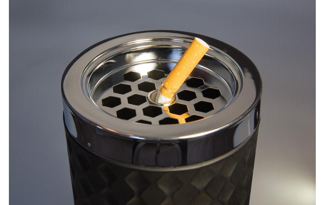 APS Windaschenbecher Ventis – Ø 9,5 × 8 cm – Glas & Metall, Schwarz