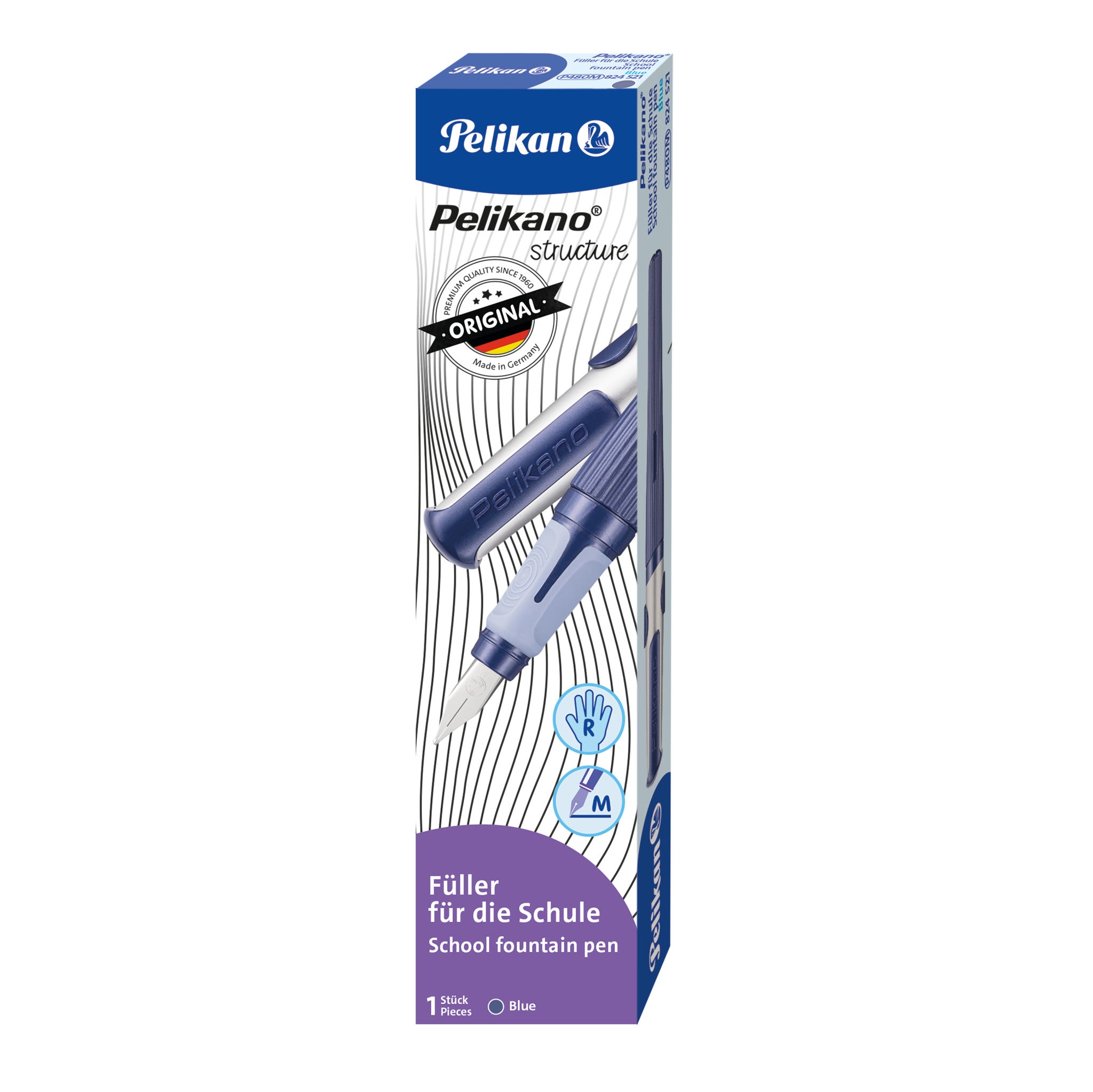 Pelikano Structure – Füllfederhalter – M, für Rechtshänder – Blau – Edelstahl