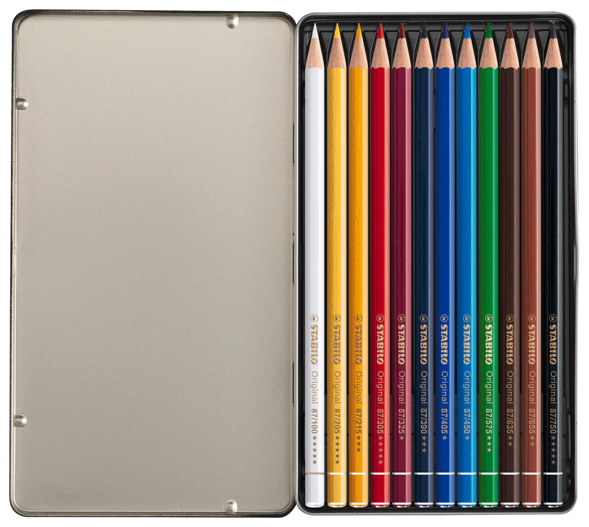STABILO Buntstifte ARTY+ – Sechskant, Minen-Ø 2,5 mm, 12 Farben, im Metalletui