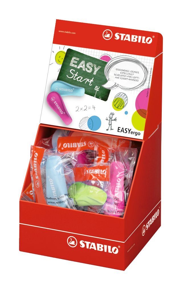 STABILO Radiergummi Easyergo 3,15 – 110 × 110 × 157 mm, farbig sortiert, 20 Stk.