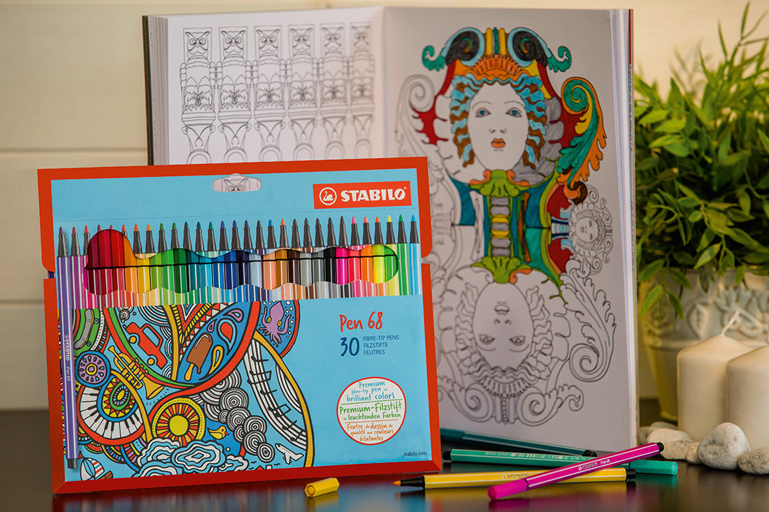 STABILO Pen 68 Filzstift – Rundspitze, 1 mm, wasserbasiert, 30 Farben