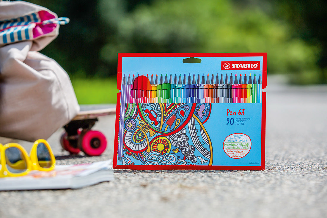 STABILO Pen 68 Filzstift – Rundspitze, 1 mm, wasserbasiert, 30 Farben