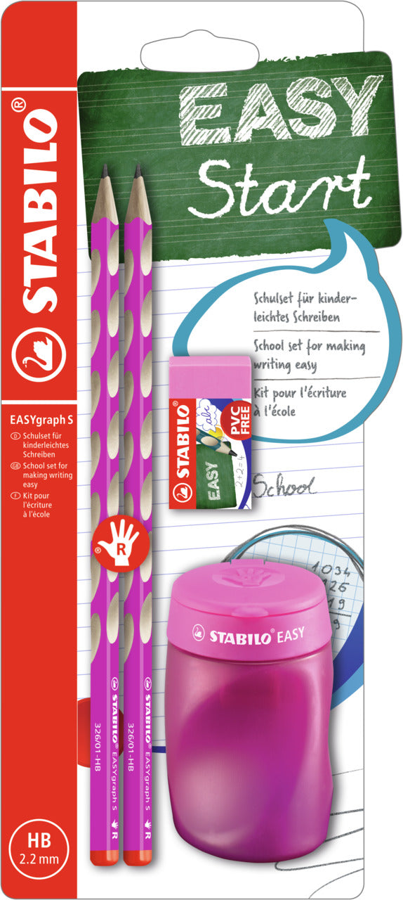 STABILO EASYgraph S Schreibset HB, dreikantig – mit Spitzer & Radierer