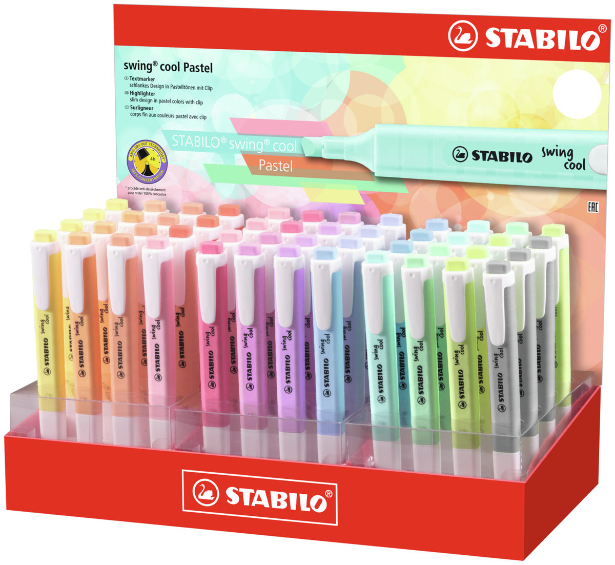 STABILO Swing Cool Pastel Textmarker – Farben sortiert, Keilspitze 1–4 mm