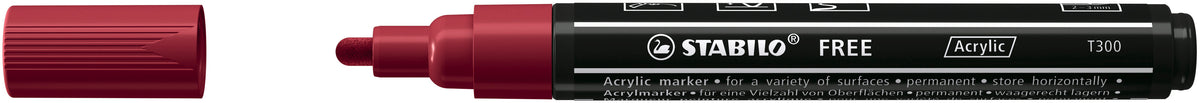 STABILO Free Acrylic T300 Acrylmarker – 2–3 mm – Purpur – für Papier, Stein und Keramik